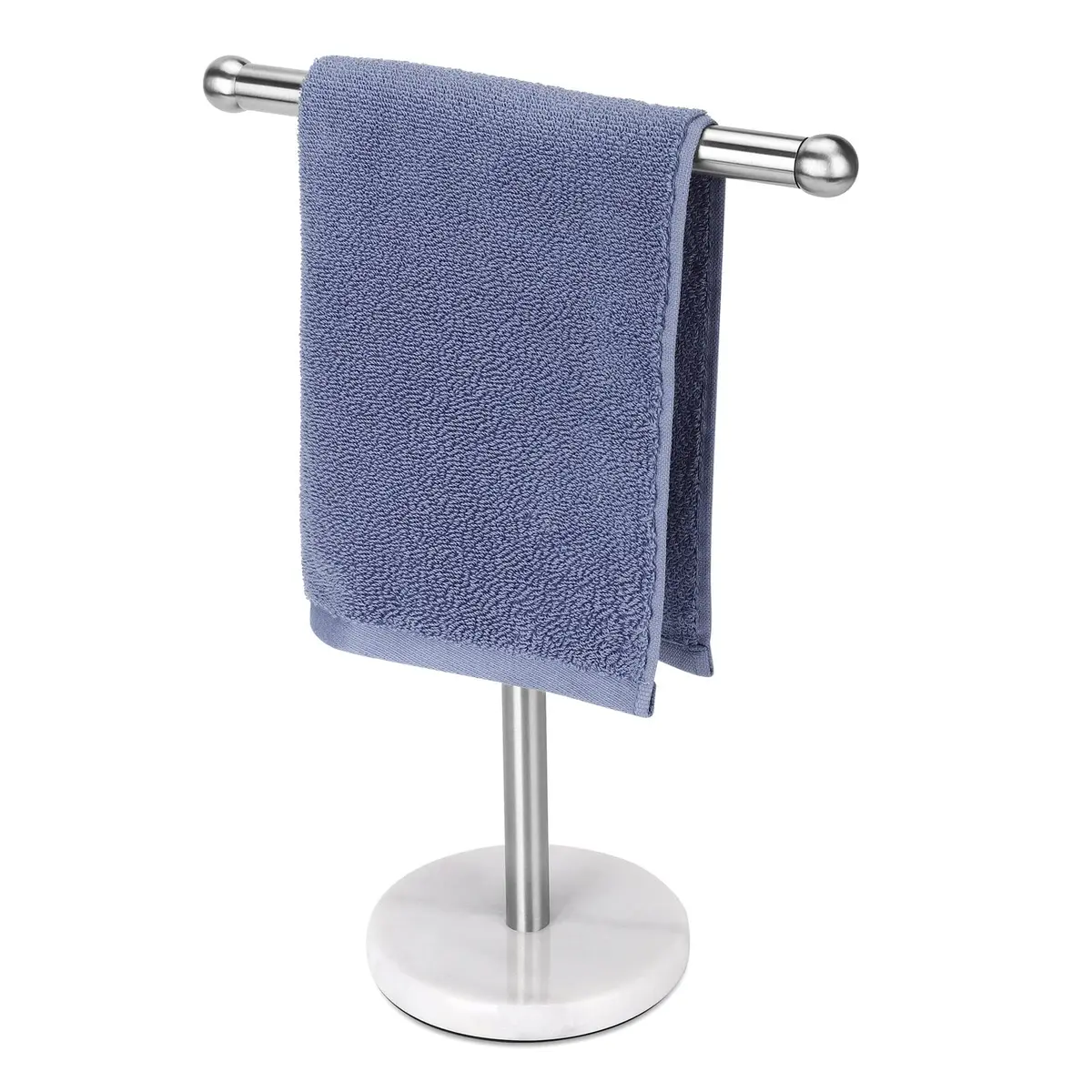 WAYDELI Modern T-Shape Hand Towel Holder Stand with Heavy Marble Base, 29.2 cm (11.4 inches) Height | Rustproof SUS304 Stainless Steel - main product image
