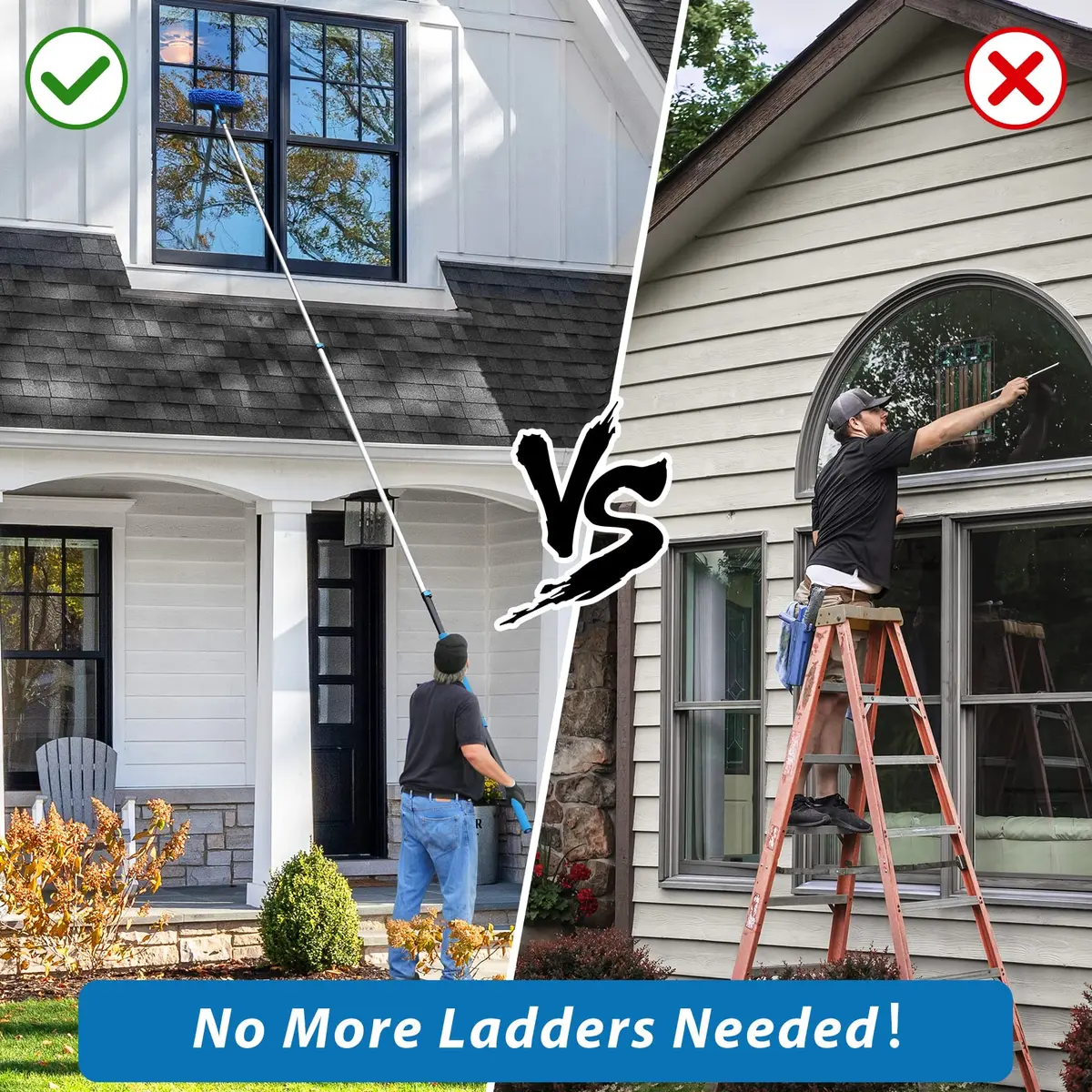 VITEVER 20 Feet High Reach Duster Kit with 5-12 Ft Extension Pole, Cobweb Duster, Window Squeegee & Scrubber | Cleans High Ceilings, Fans, and Windows - view 7