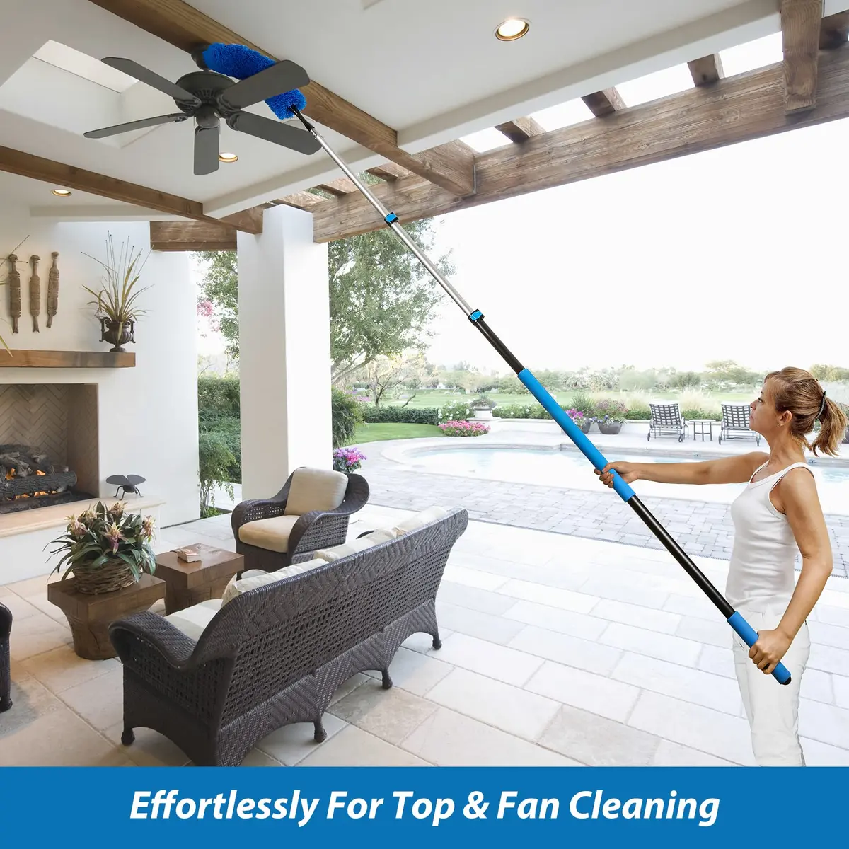 VITEVER 20 Feet High Reach Duster Kit with 5-12 Ft Extension Pole, Cobweb Duster, Window Squeegee & Scrubber | Cleans High Ceilings, Fans, and Windows - view 4