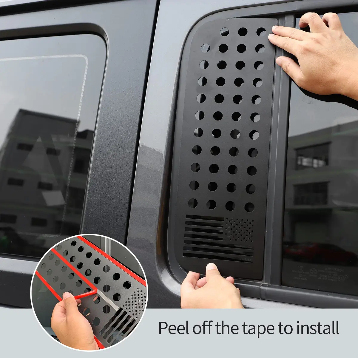 Hoolcar Black American Flag Sticker Decal Aluminum Alloy for Jeep Wrangler JL & Gladiator | Patriotic Modern - view 5