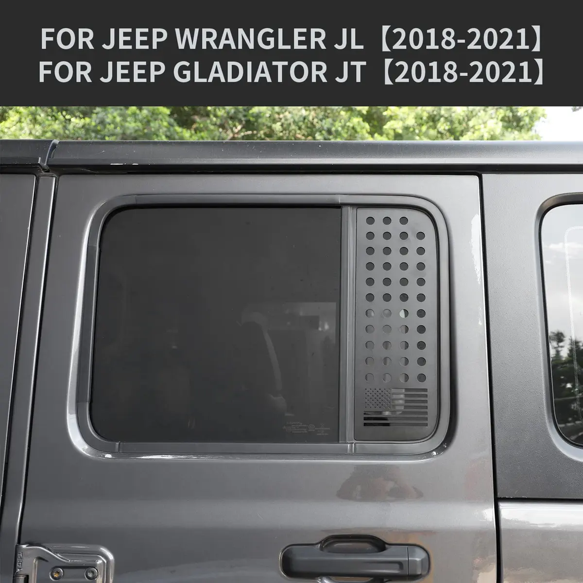 Hoolcar Black American Flag Sticker Decal Aluminum Alloy for Jeep Wrangler JL & Gladiator | Patriotic Modern - view 7