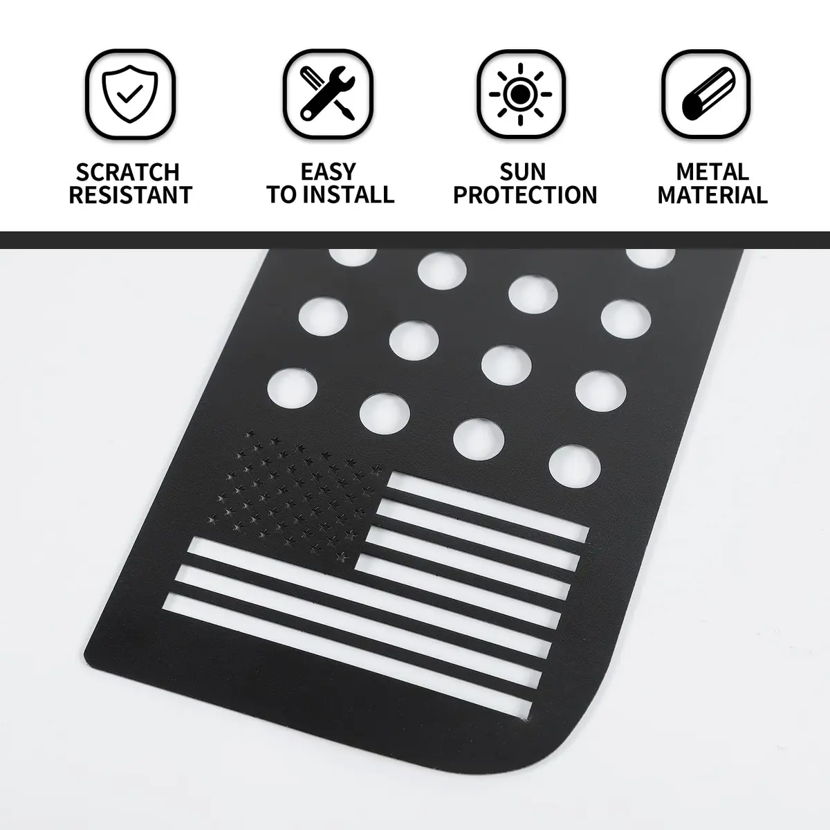 Hoolcar Black American Flag Sticker Decal Aluminum Alloy for Jeep Wrangler JL & Gladiator | Patriotic Modern - view 3