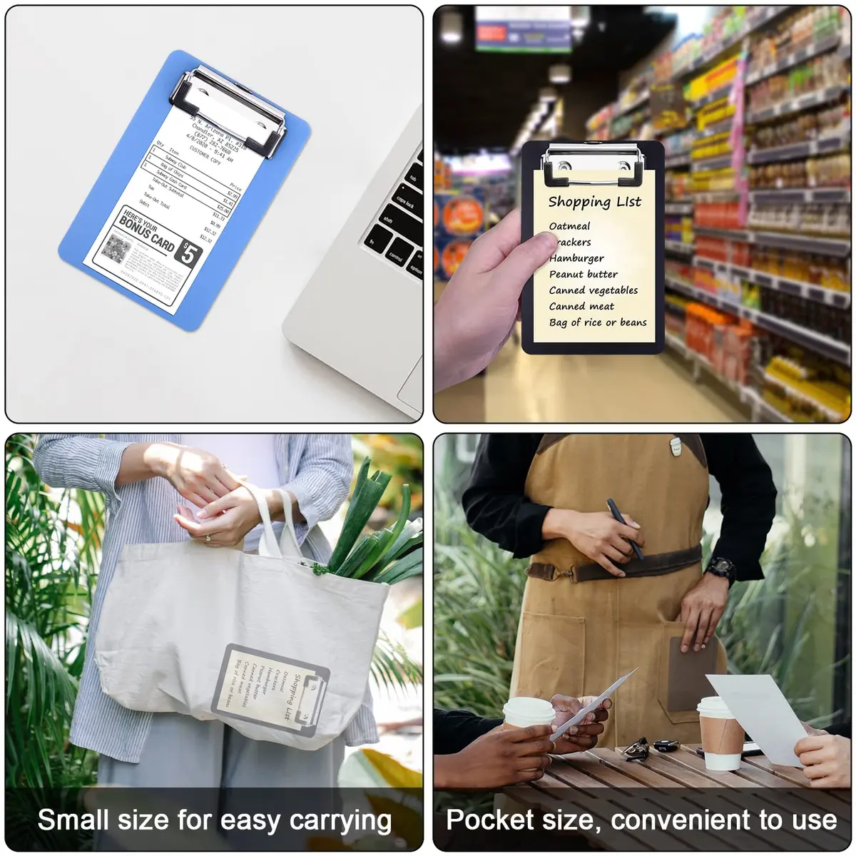Wisdompro Black 2 Pack Mini Clipboards 10cm (4") x 15cm (6") | Lightweight Polypropylene & Stainless Steel Clip - view 7