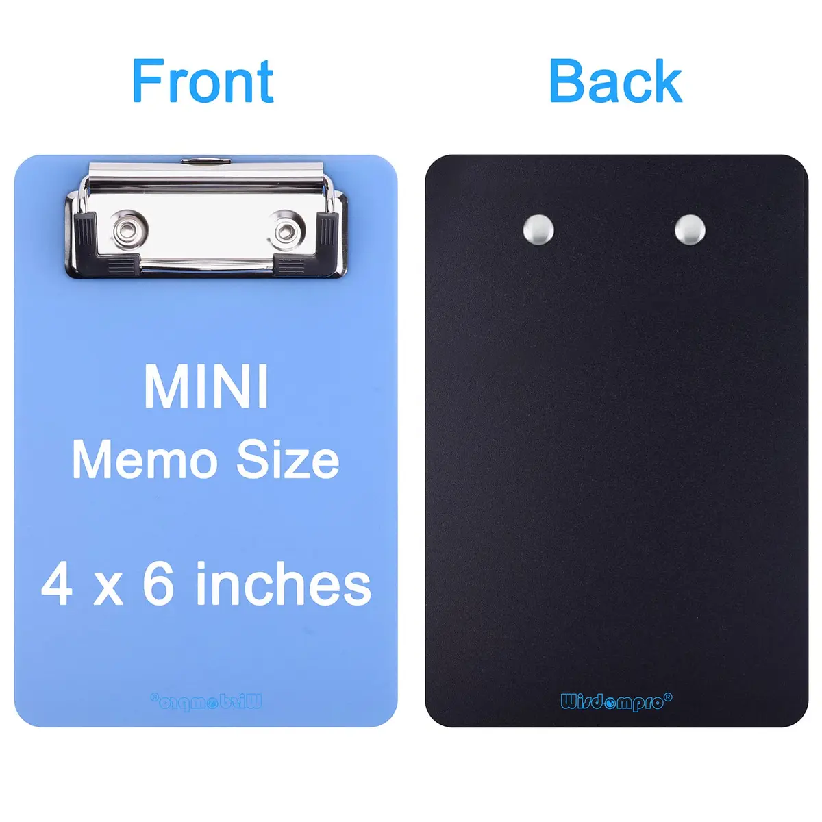 Wisdompro Black 2 Pack Mini Clipboards 10cm (4") x 15cm (6") | Lightweight Polypropylene & Stainless Steel Clip - view 3