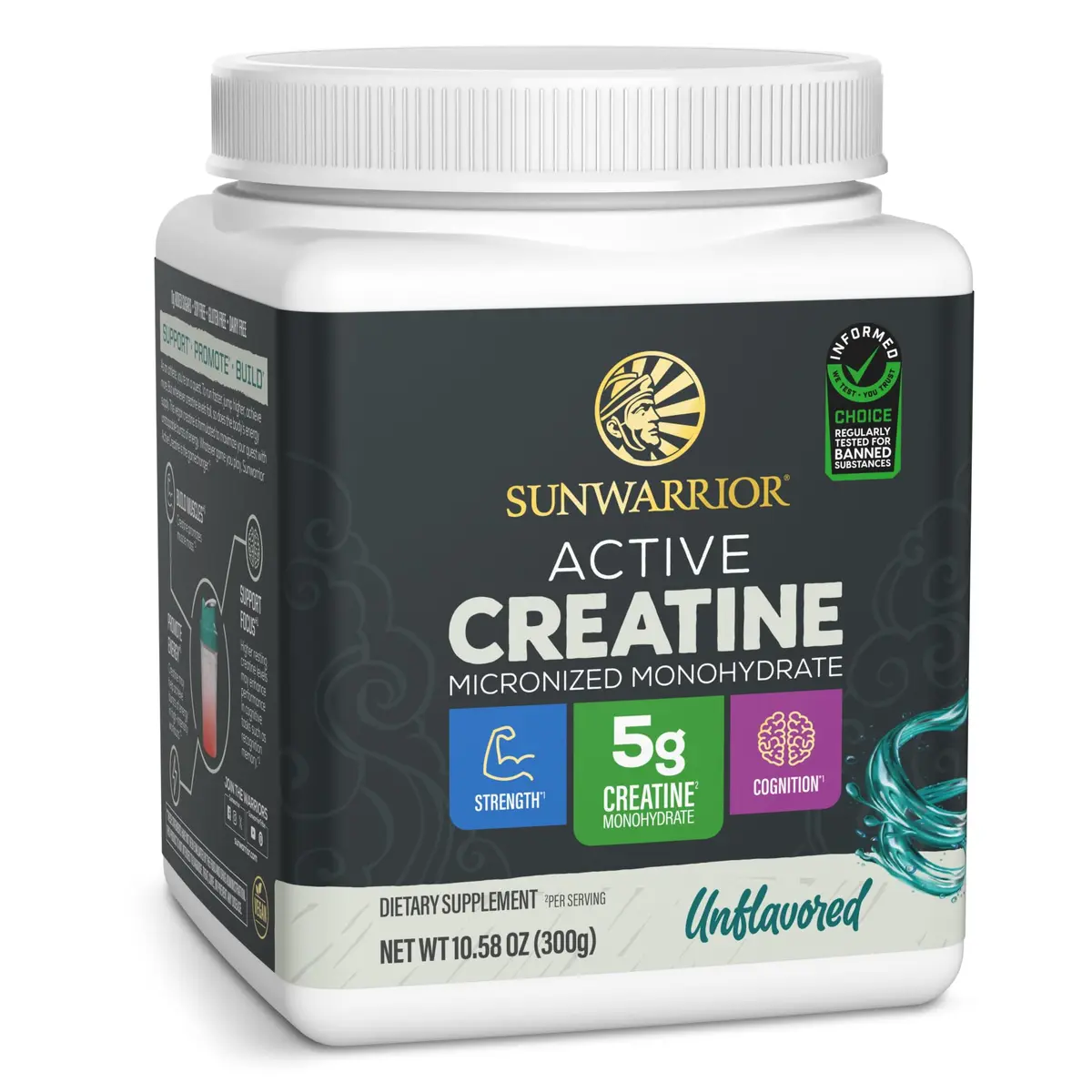 Sunwarrior Creatine Monohydrate Powder Micronized | 60 Servings, Unflavored | Supports Muscle & Brain - main product image