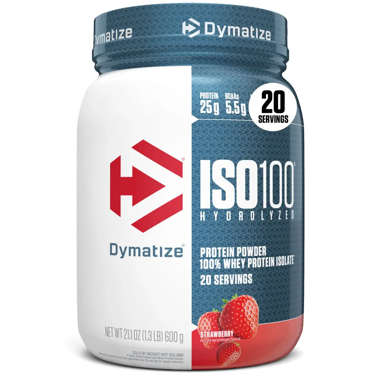 Dymatize ISO100 Strawberry Whey Protein Isolate 1.34 lb (608g) | 25g Protein, 5.5g BCAAs, Gluten-Free - main product image