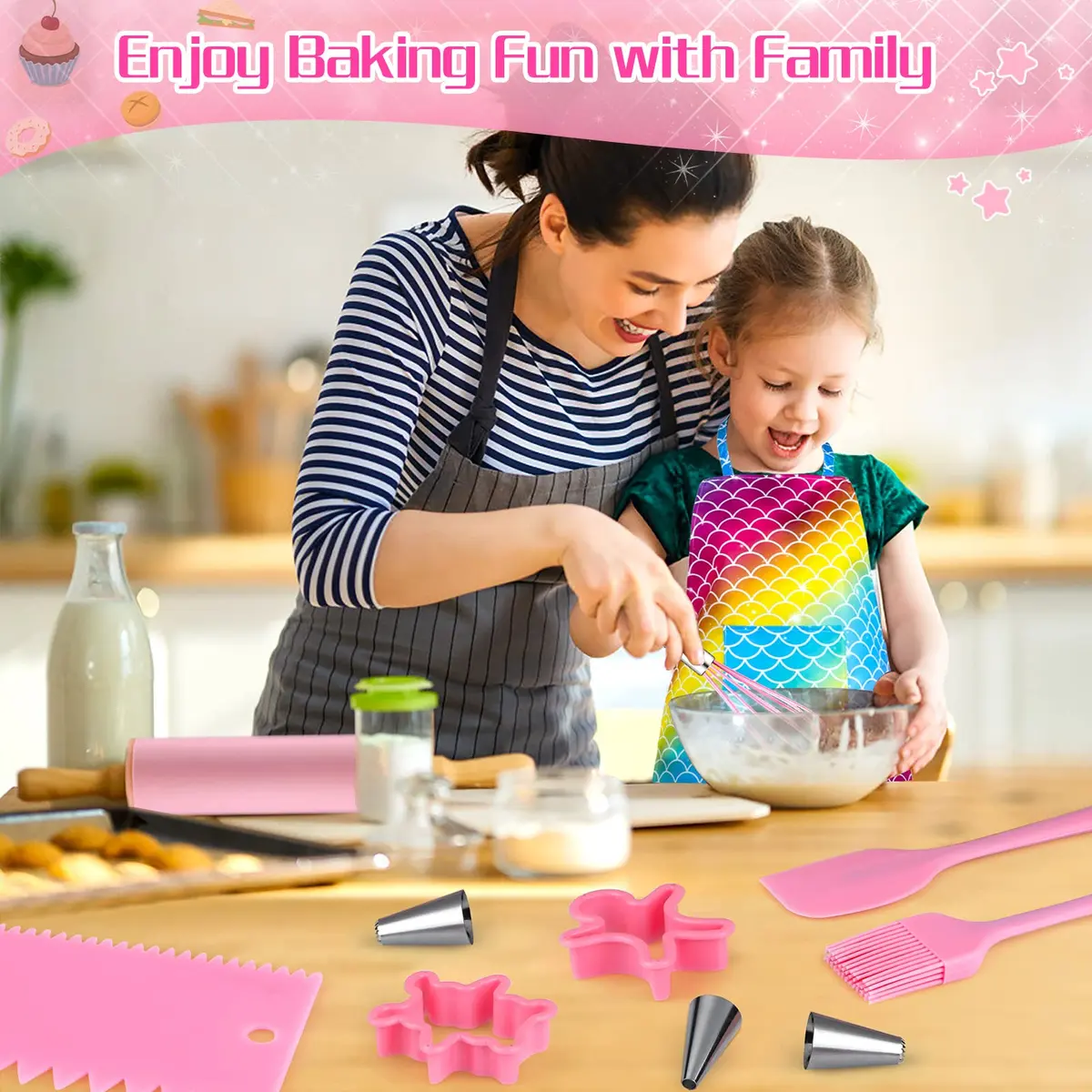 GiftInTheBox Kids Cooking & Baking Set 54 PCS Rainbow Apron & Chef Hat | Complete Kit for Junior Chefs - view 6