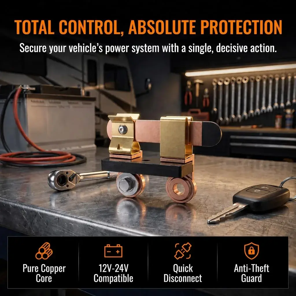 COZYEHOO Side Post Knife Blade Master Switch 12V 24V | Heavy Duty Brass Battery Disconnect - view 2