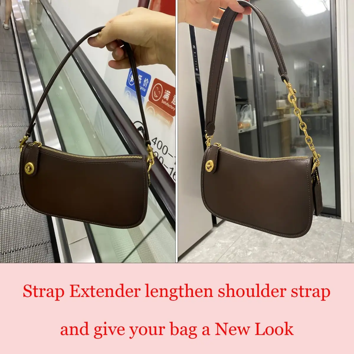 COICOIC Antique Gold 2 Pcs Purse Strap Extender Chain 12cm (4.7") | Adds Length & Style - view 7