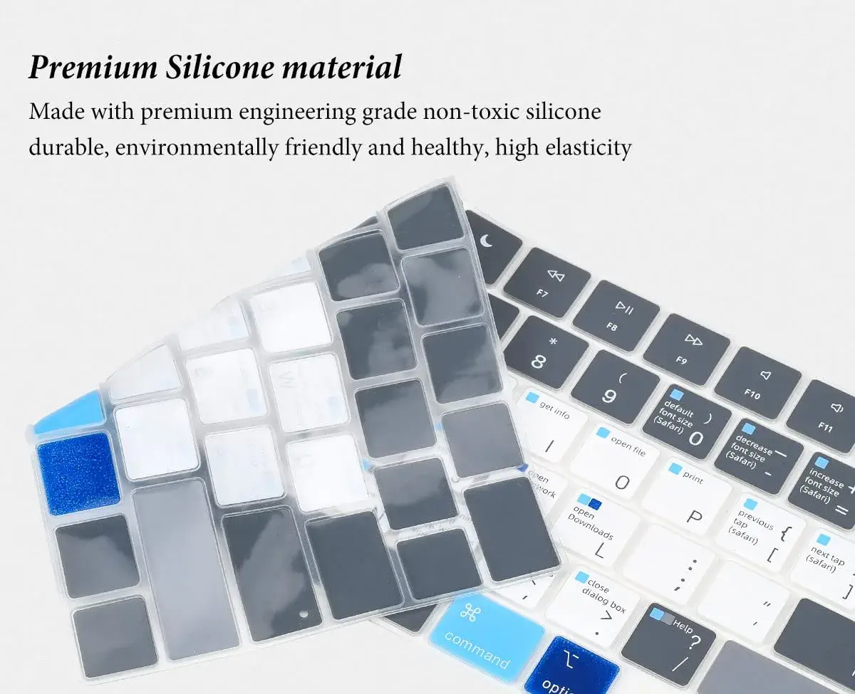 CASEDAO Mac OS Shortcut Keyboard Cover for MacBook Pro 14"/16" & Air 13.6"/15.3" - Blue & White (US Layout) - view 3