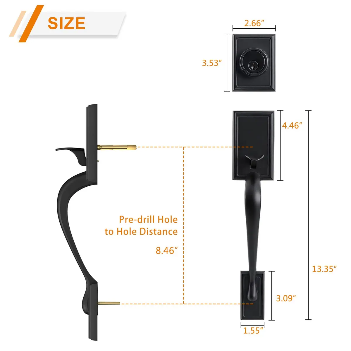 Natsukage Heavy Duty Double Door Handle Set Matte Black | Reversible Lock with Dummy & Deadbolt - view 2