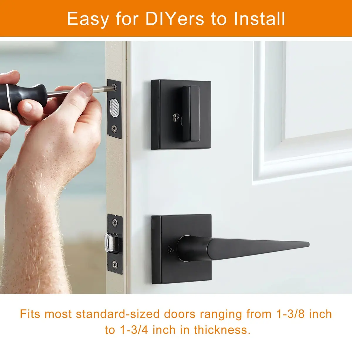 Natsukage Heavy Duty Double Door Handle Set Matte Black | Reversible Lock with Dummy & Deadbolt - view 4