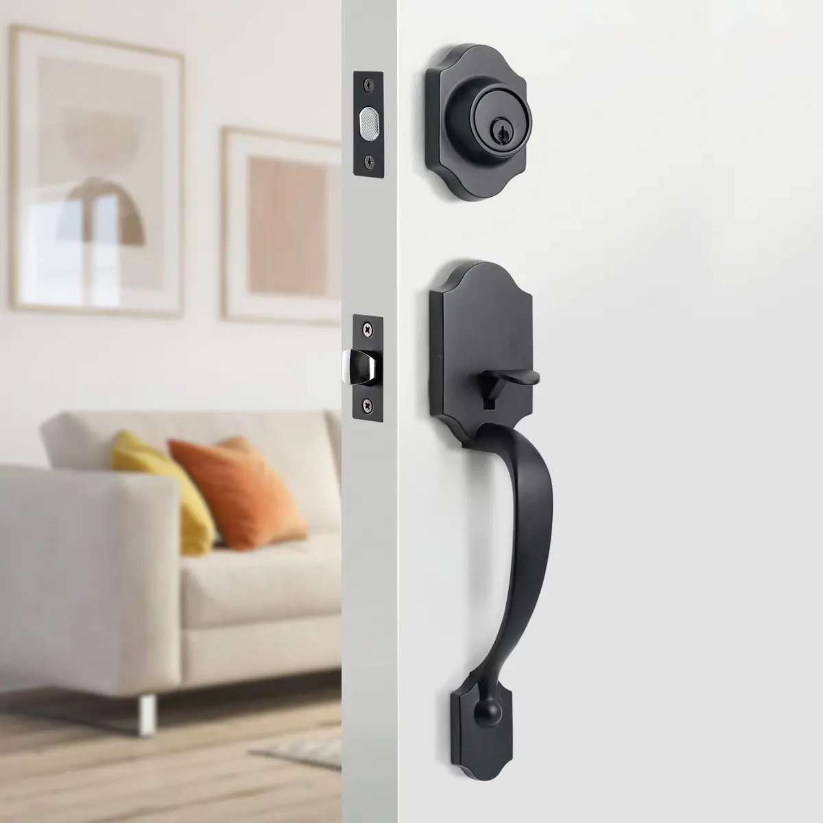 Natsukage Heavy Duty Entry Lock Handle Set | Reversible Matte Black Door Hardware (70-120 chars) - main product image