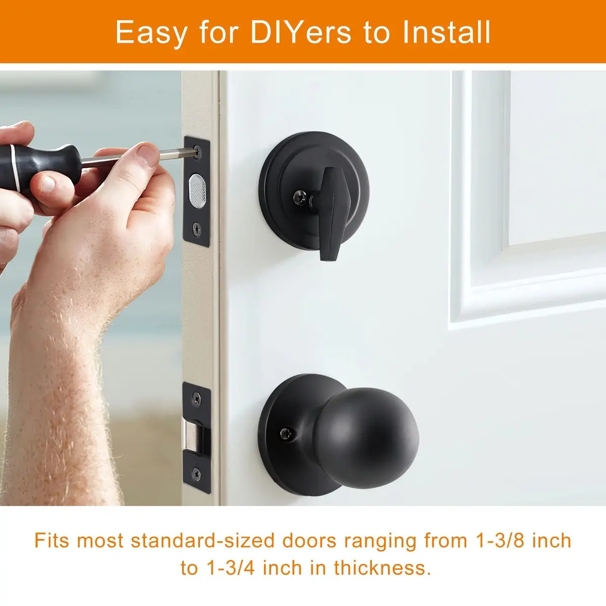 Natsukage Heavy Duty Entry Lock Handle Set | Reversible Matte Black Door Hardware (70-120 chars) - view 5