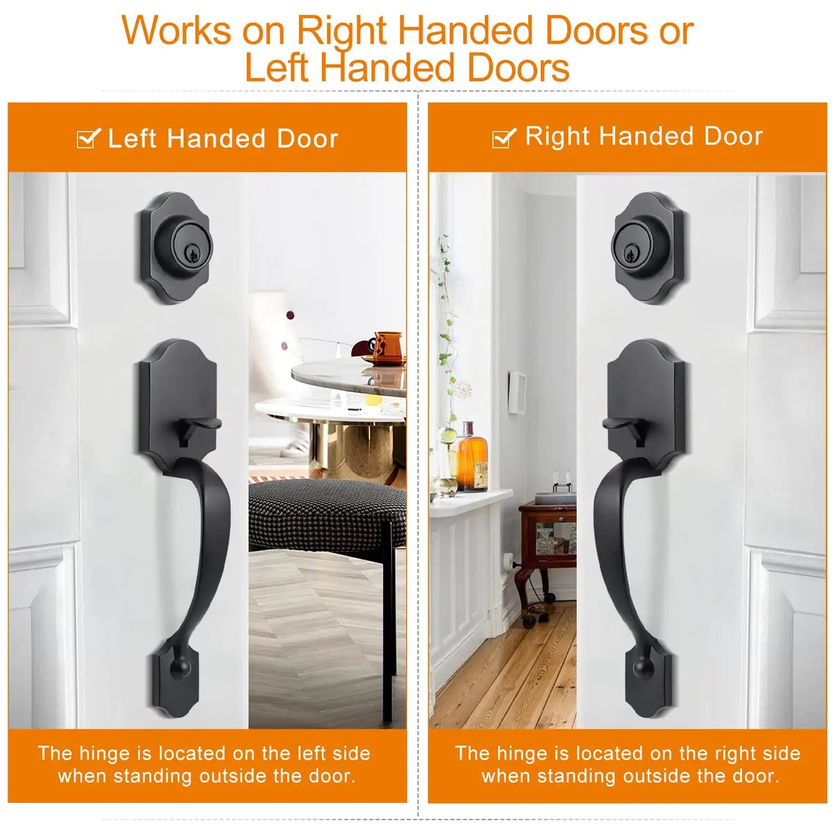Natsukage Heavy Duty Entry Lock Handle Set | Reversible Matte Black Door Hardware (70-120 chars) - view 6