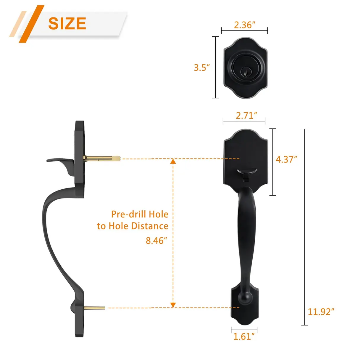 Natsukage Heavy Duty Entry Lock Handle Set | Reversible Matte Black Door Hardware (70-120 chars) - view 3