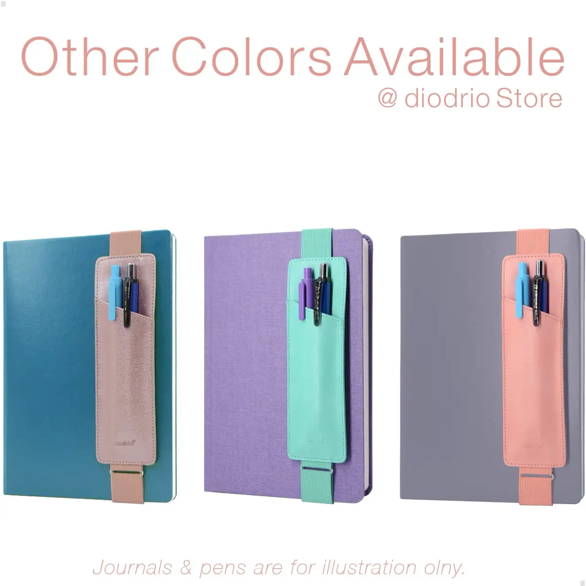 diodrio Adjustable Elastic Band Pen Holder Mint | Fits 8"-11" Notebooks, PU Leather, Detachable - view 7