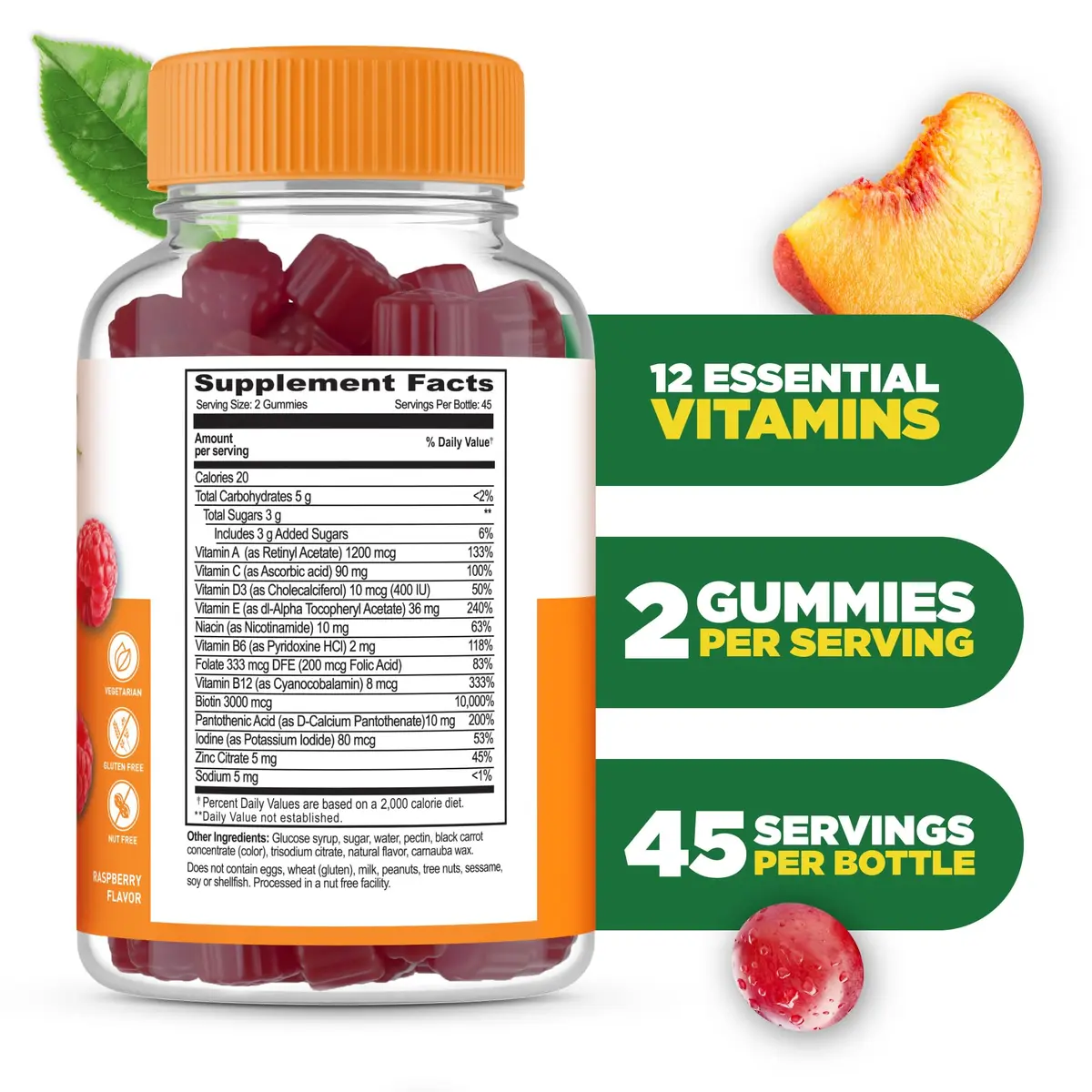 Lifeable Womens Multivitamin Gummies with Extra Biotin, Raspberry, 90 Count | Supports Hair, Skin & Nails - view 2