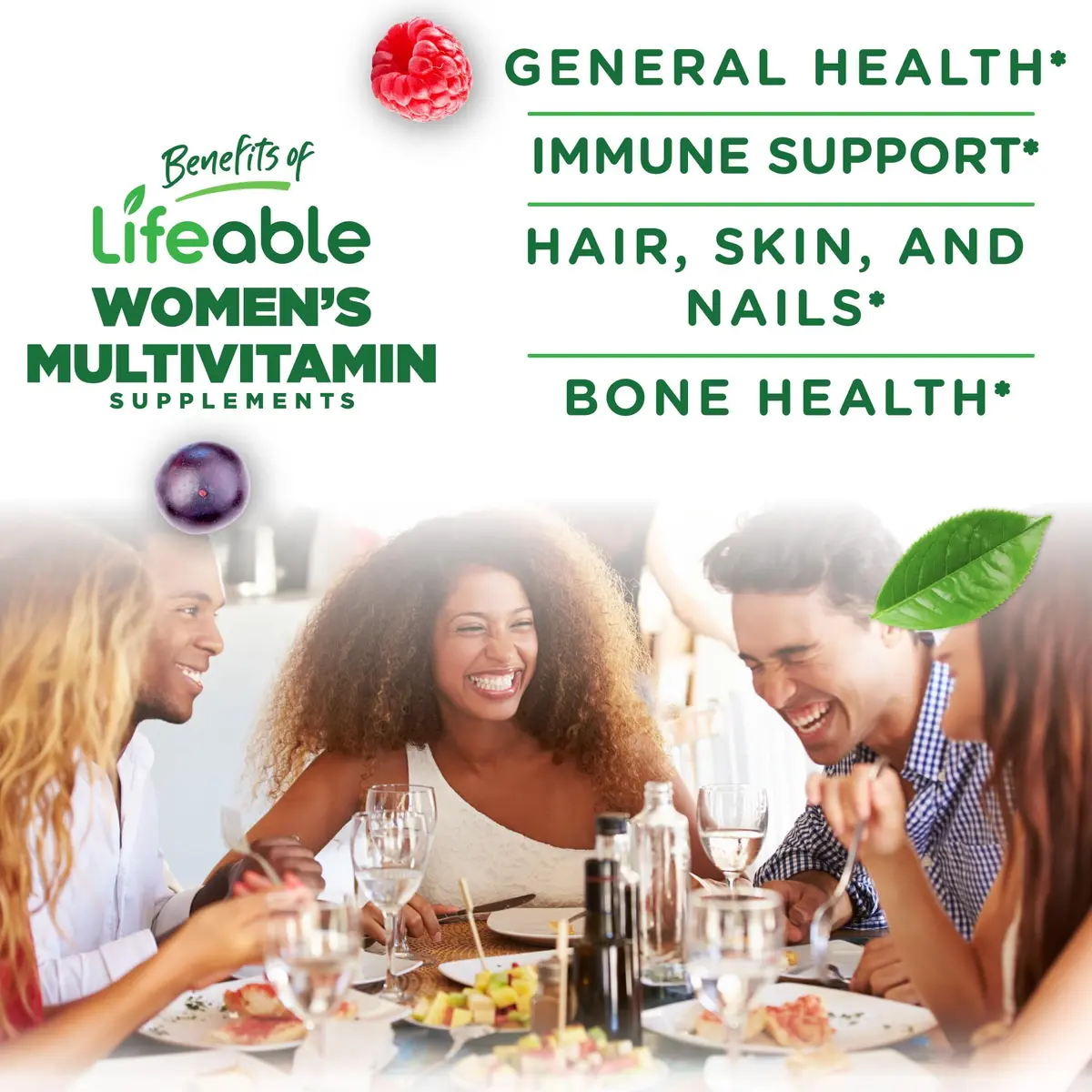 Lifeable Womens Multivitamin Gummies with Extra Biotin, Raspberry, 90 Count | Supports Hair, Skin & Nails - view 3