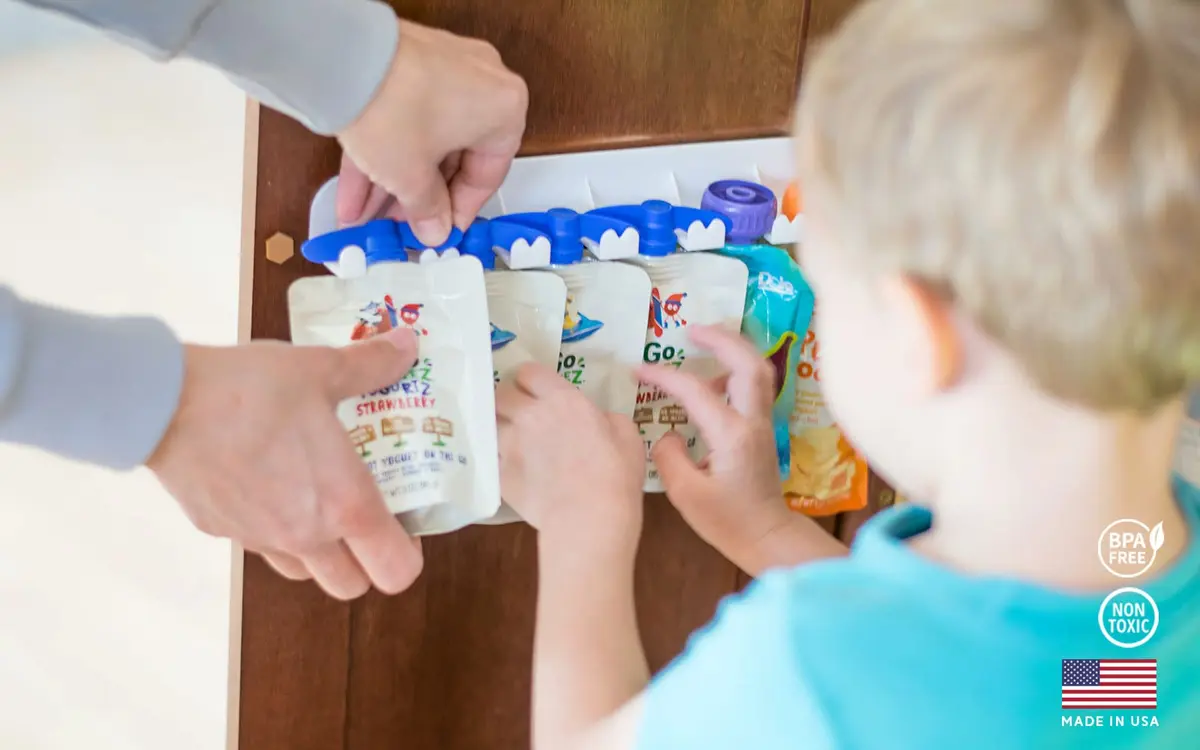 Storage Theory Food Pouch Organizer Set - Hanger Style Peel-and-Stick Holder for Baby Food, Applesauce, Yogurt Pouches, 6 Pack - view 6