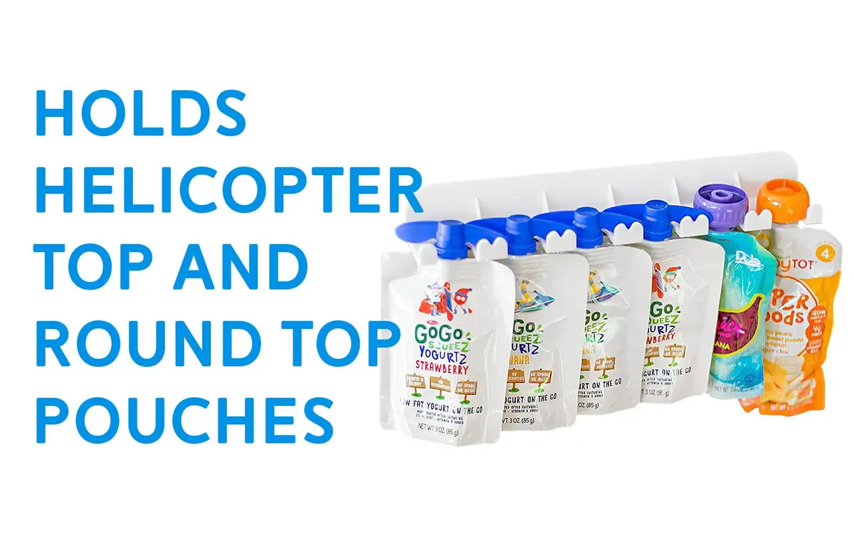 Storage Theory Food Pouch Organizer Set - Hanger Style Peel-and-Stick Holder for Baby Food, Applesauce, Yogurt Pouches, 6 Pack - view 3