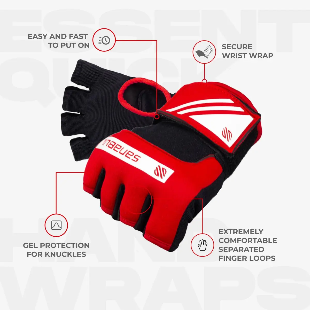 Sanabul Gel Boxing Hand Wraps for Men & Women L/XL | Superior Knuckle & Wrist Support - view 4