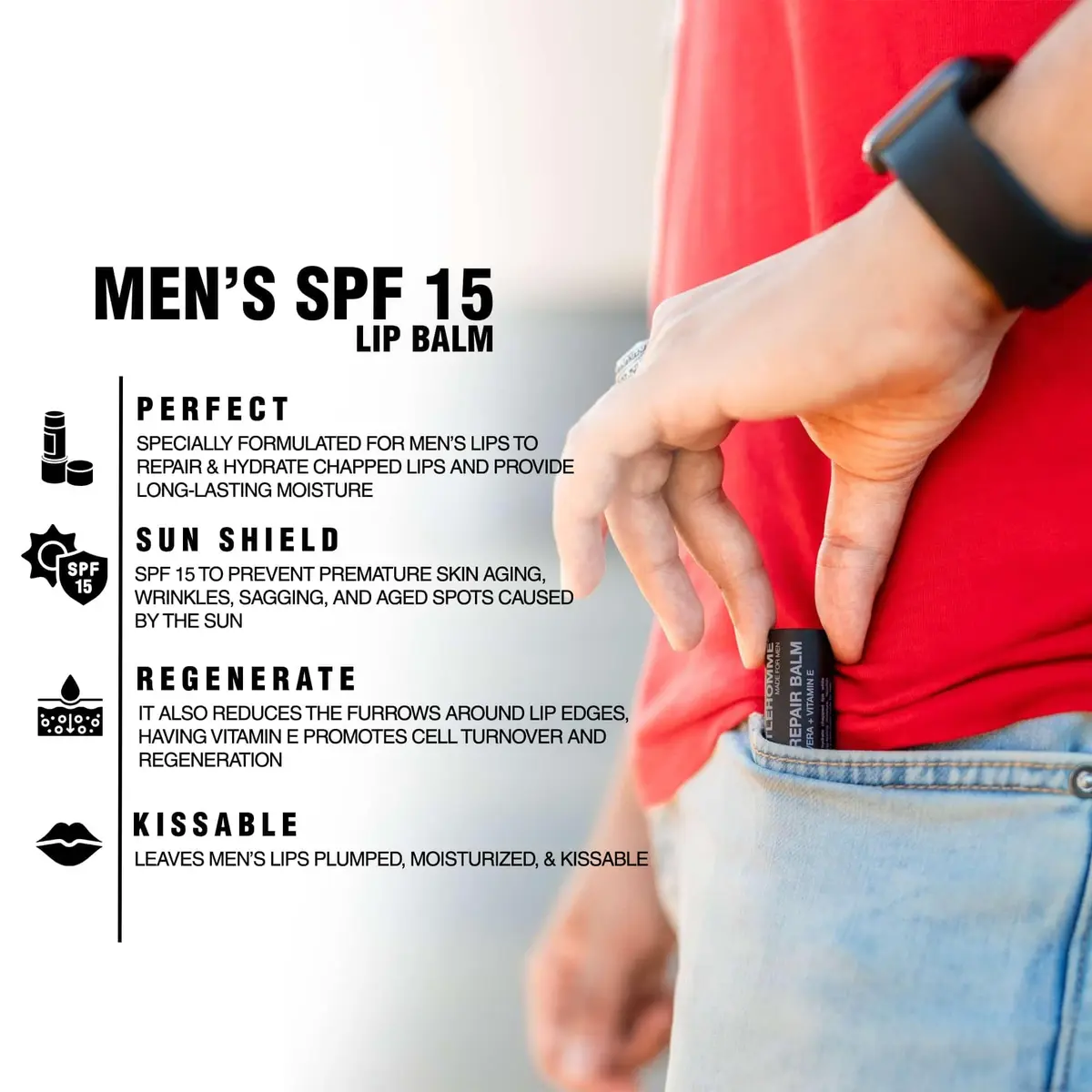 Gentlehomme Lip Repair Balm SPF 15 | Hydrates & Repairs Dry, Cracked Lips - Vegan, Clear Balm, 1 Pack - view 7