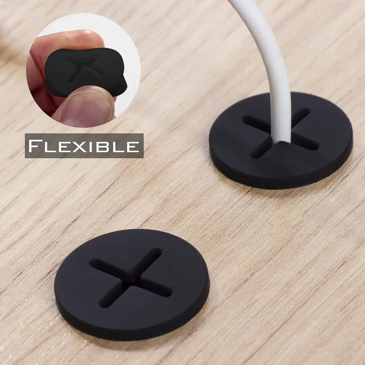 keenkee Black Rubber Cable Cord Grommets 3/4 Inch (19mm) Hole Size | Pack of 8 for Desk Wire Management - view 6