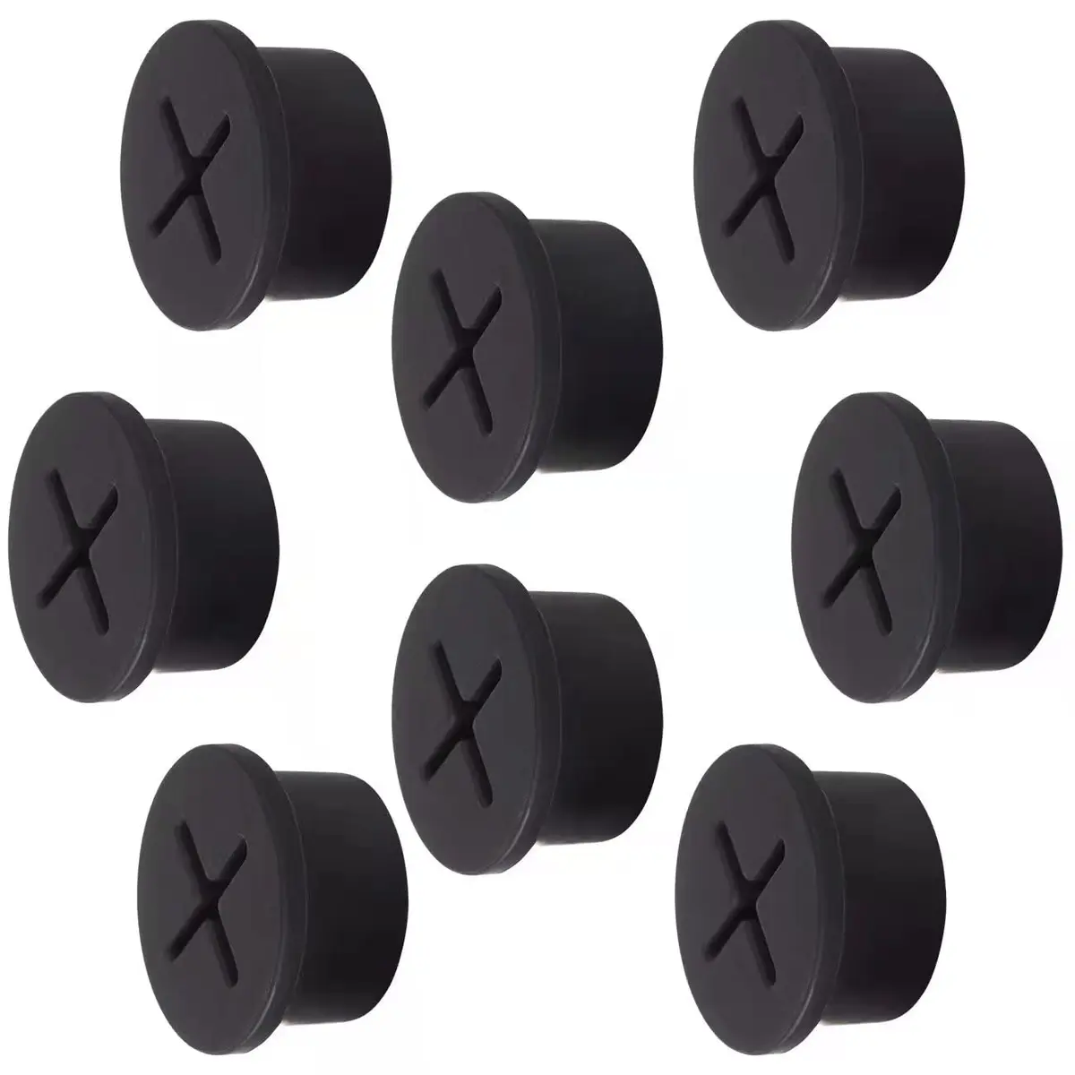 keenkee Black Rubber Cable Cord Grommets 3/4 Inch (19mm) Hole Size | Pack of 8 for Desk Wire Management - main product image