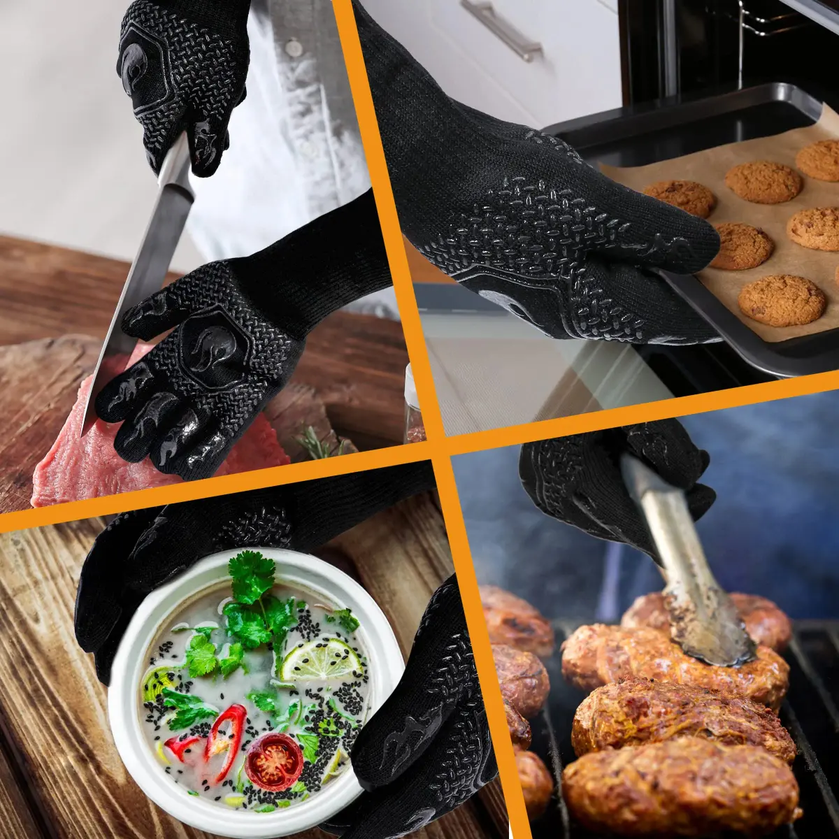 DKHDBD Heat Resistant BBQ Gloves 1472F Black 2-Pack | 37cm (14.5in) Long-Sleeved Protection - view 5