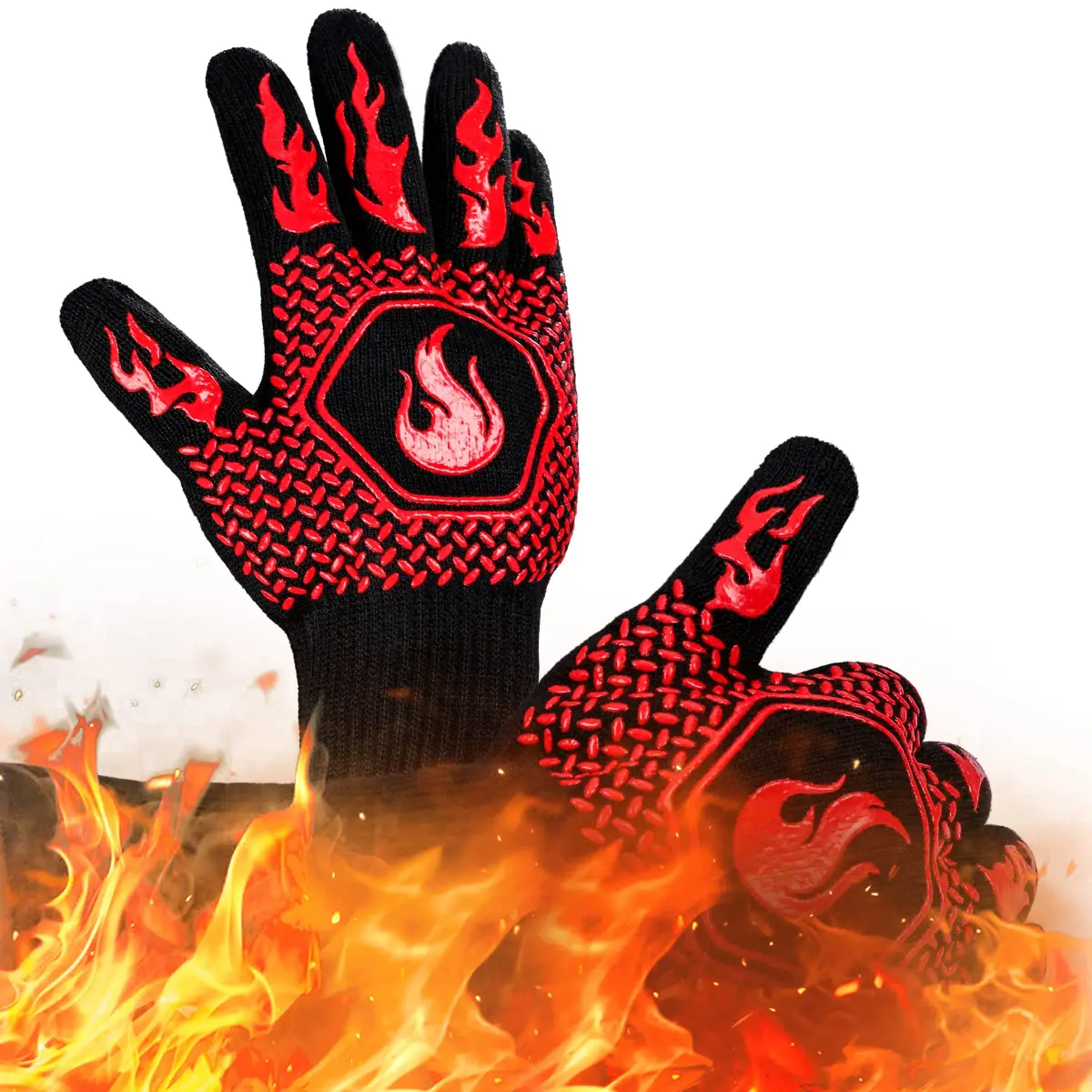 DKHDBD Red Heat Resistant BBQ Gloves 35.56cm (13.8in) | 1472°F Extreme Heat Protection - view 7
