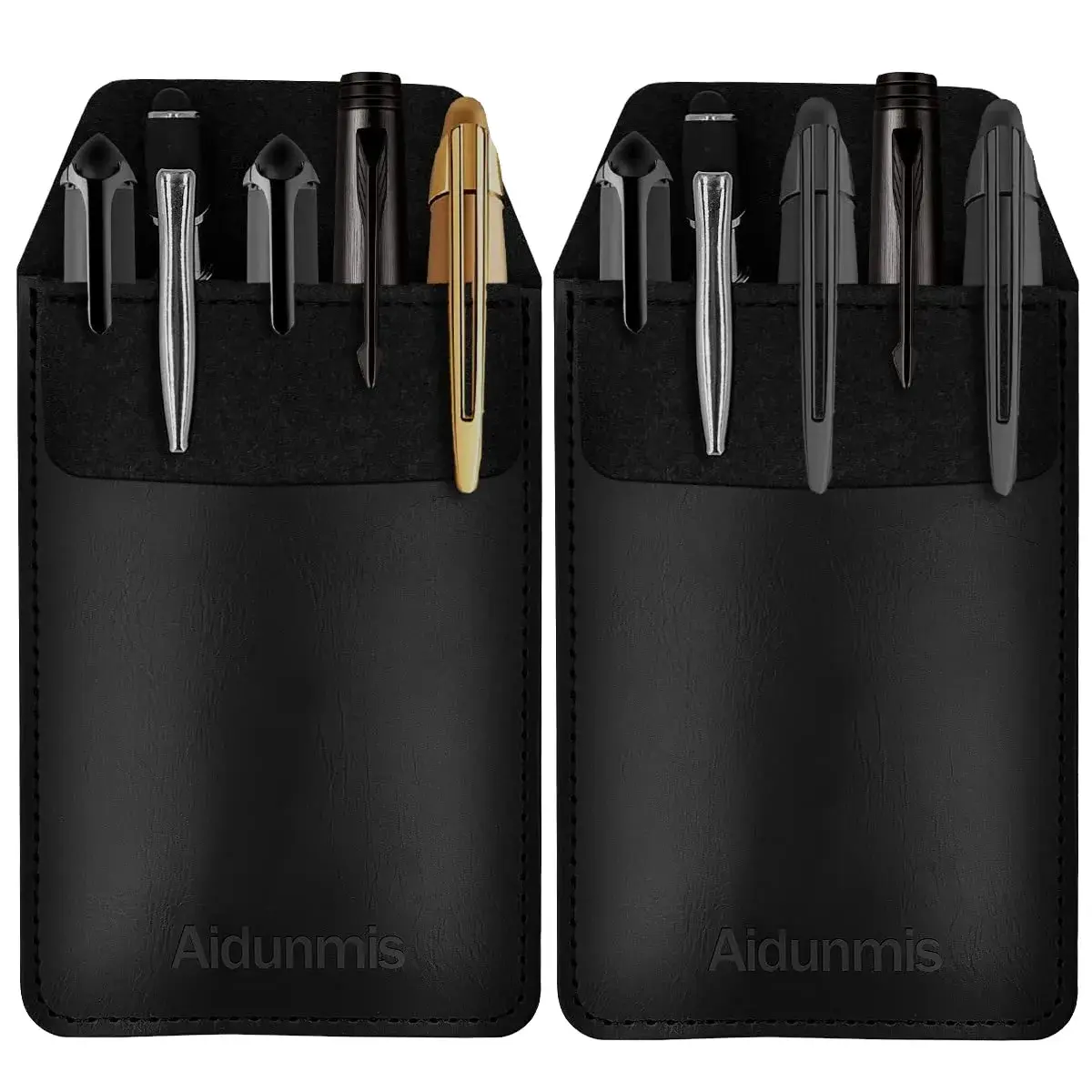 Aidunmis Black PU Leather Pocket Protector 2-Pack | Protects Shirts from Pen Leaks - main product image