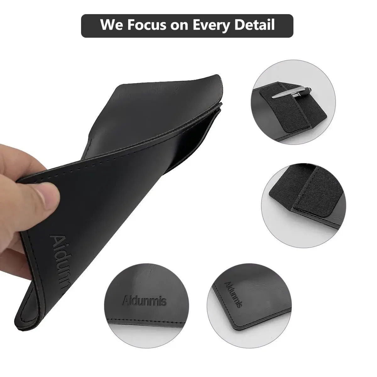 Aidunmis Black PU Leather Pocket Protector 2-Pack | Protects Shirts from Pen Leaks - view 3