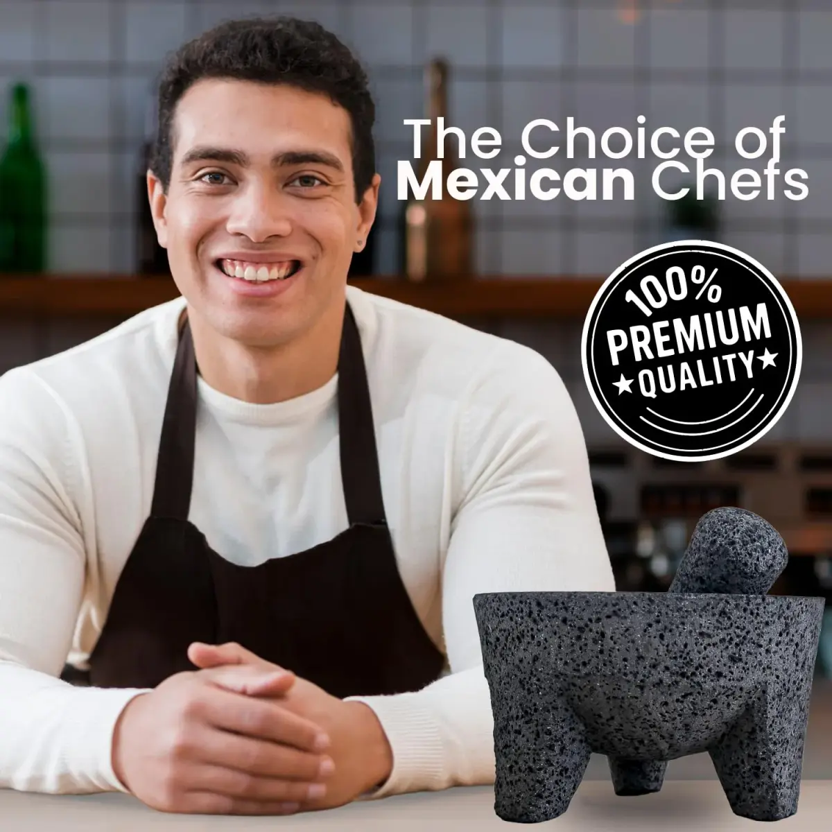 Cuitáxi Molcajete Mexicano Lava Rock Mortar and Pestle Set 20.3cm (8 inch) | Authentic Volcanic Stone for Guacamole and Spices - view 7