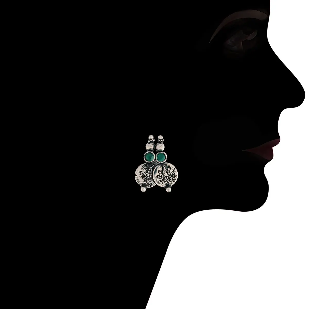 I Jewels Oxidized Silver Plated Necklace and Earring Set | Wedding & Festive Wear | 13cm Necklace, 2cm Earrings - view 4