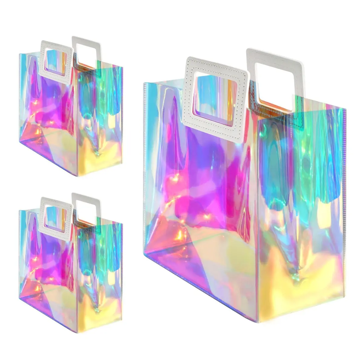 VUOJUR 8.3'' Holographic Gift Bags Pack of 3 | Reusable Birthday Gift Wrap - main product image