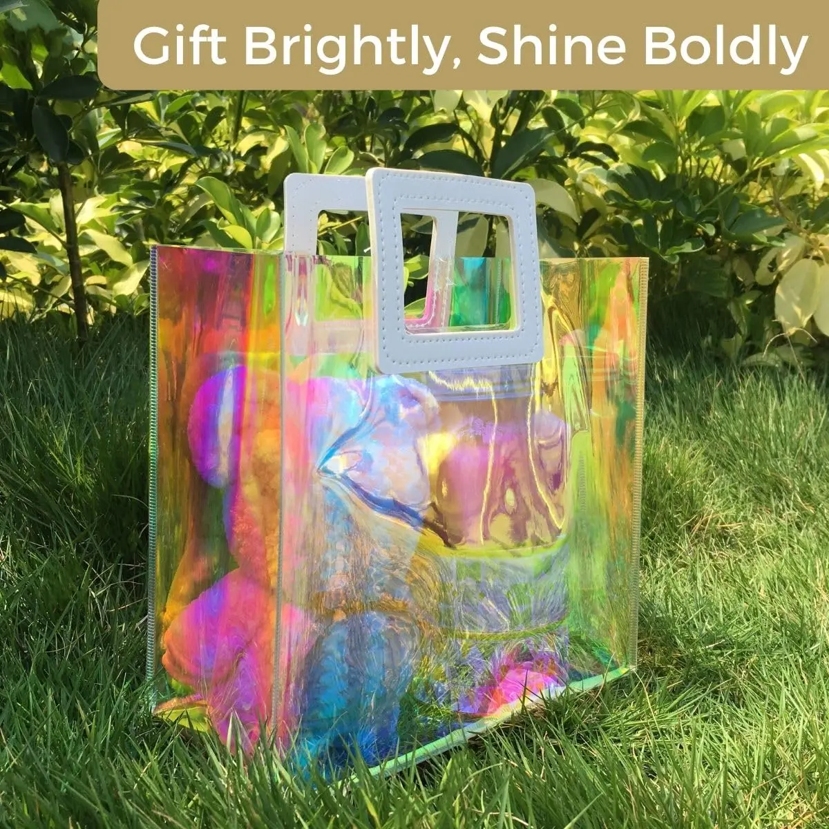 VUOJUR 8.3'' Holographic Gift Bags Pack of 3 | Reusable Birthday Gift Wrap - view 2