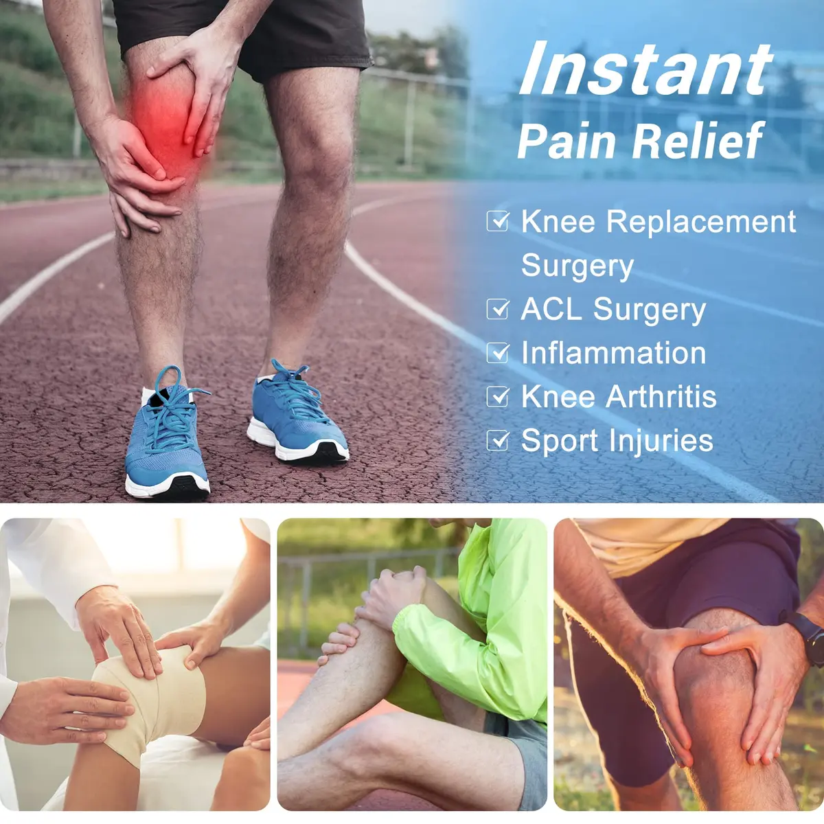 Relief Expert Knee Ice Pack Wrap Around Entire Knee Blue XL | Reusable Cold Compress for Muscle Relaxation & Post-Workout Recovery - view 3