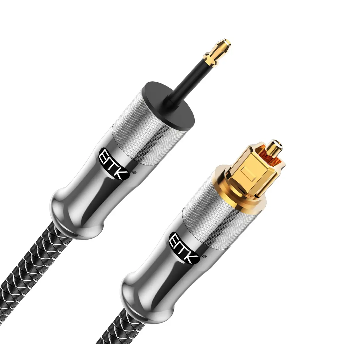 EMK 24K Gold-Plated Toslink to Mini Toslink Cable 2M (6ft) | High-Speed Digital Optical Audio Cable for Soundbar, Home Theater, TV - main product image