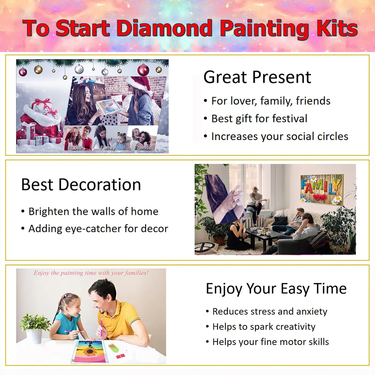 JATOK Diamond Painting Kit for Adults, Alpine Lake, 90cm x 40cm (35.5 x 15.7 in) | Full Round Drill Art & Craft Kit - view 7