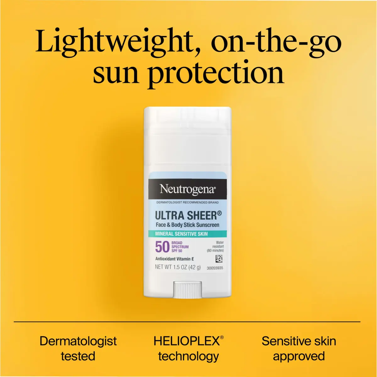 Neutrogena Ultra Sheer Mineral Sunscreen Stick SPF 50, 42ml (1.5 oz) | Dermatologist Recommended for Sensitive Skin - view 3