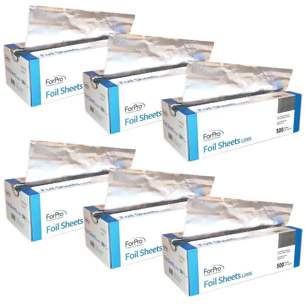 ForPro Embossed Aluminum Foil Sheets 500ct/6pk | Non-Slip Hair Coloring & Highlighting Tool - main product image