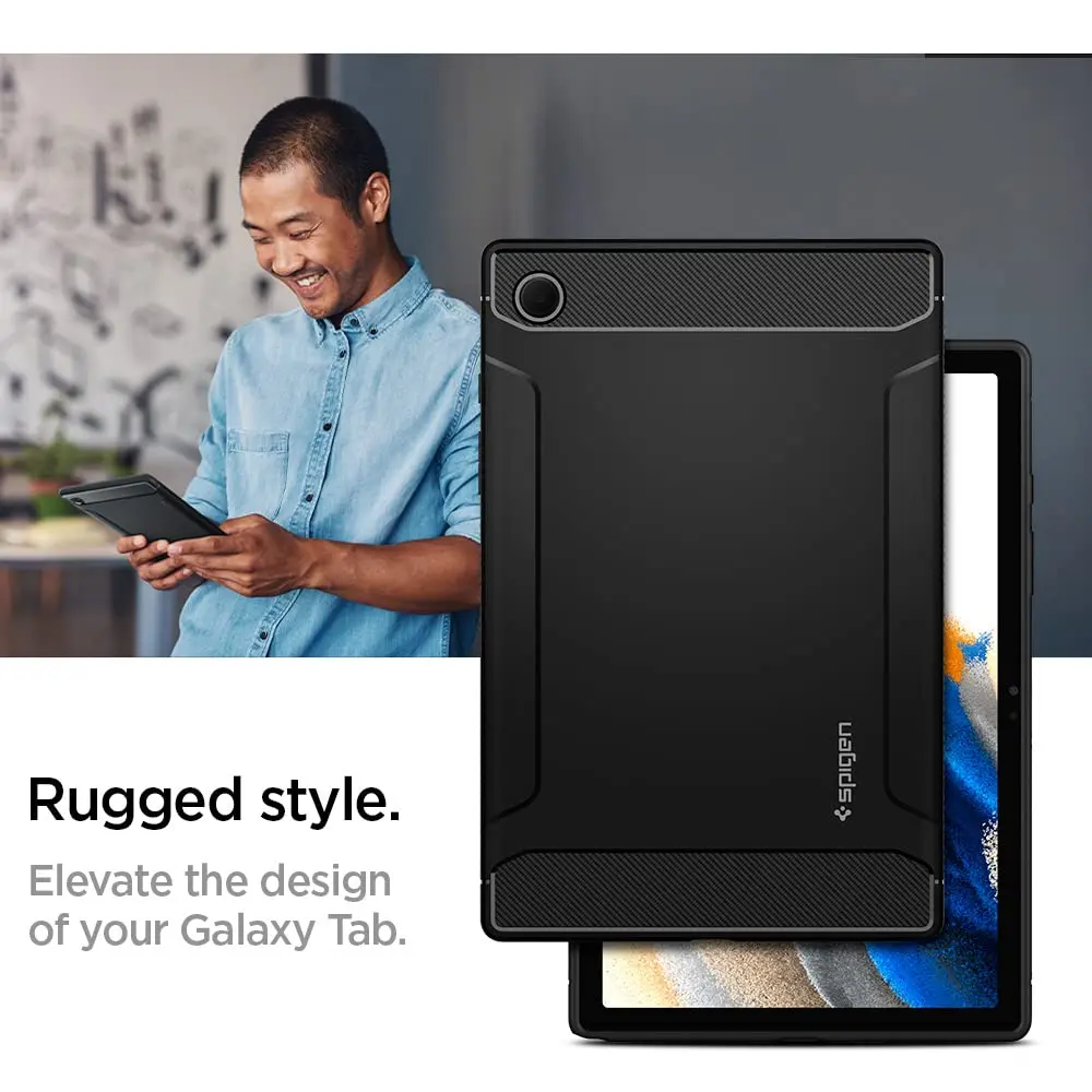 Spigen Galaxy Tab A8 10.5 Inch Case 2022 | Rugged Armor Slim Protective Cover with Carbon Fiber & Air Cushion Tech - view 4