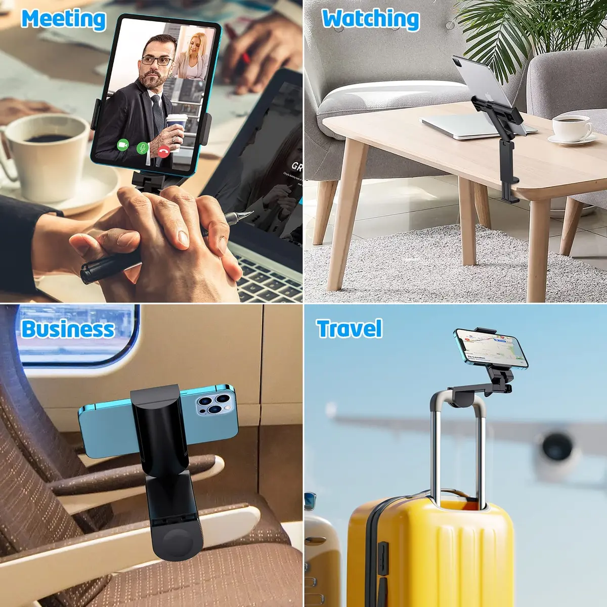 WixGear Universal Airplane Tablet Holder, with Multi-Directional Dual 360 Degree Rotation, Pocket Size Tablet Holder for Airplane, (Devices 3.5" to 7.67” Width Max Weight is 1.5 lbs) - view 6