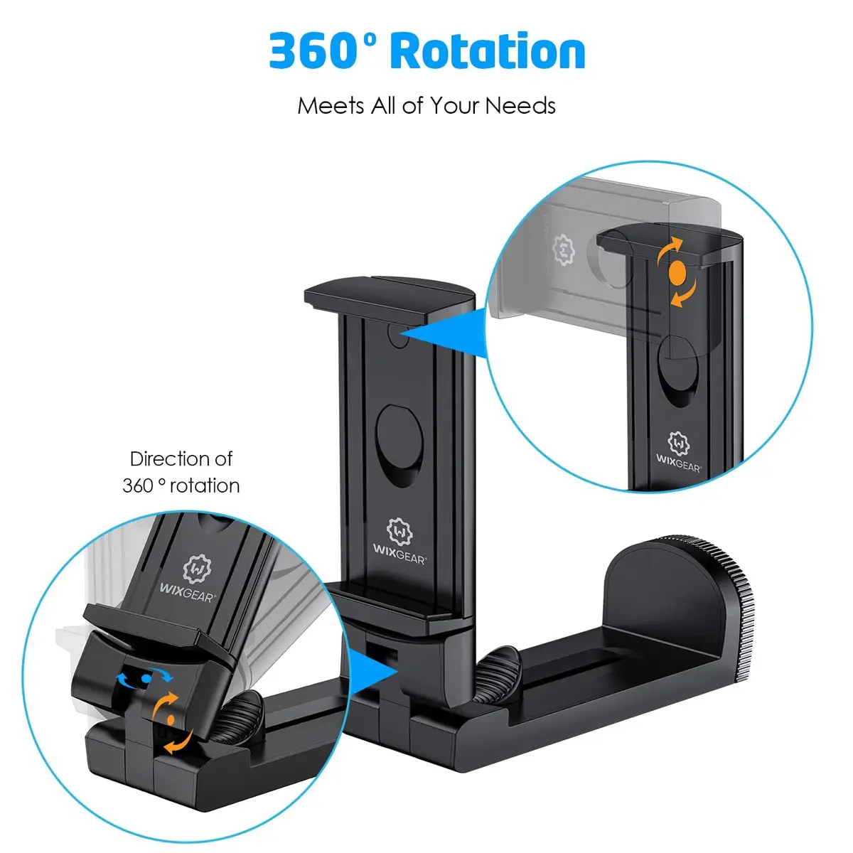 WixGear Universal Airplane Tablet Holder, with Multi-Directional Dual 360 Degree Rotation, Pocket Size Tablet Holder for Airplane, (Devices 3.5" to 7.67” Width Max Weight is 1.5 lbs) - view 8