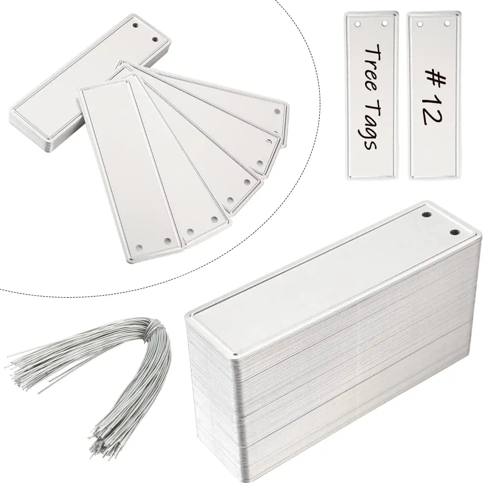 TINSKY Aluminum Plant Labels - 120PCS Metal Tags with Wires for Plant Markers, Tree Tags, Outdoor Identification and Greenhouse | Waterproof & Durable - main product image