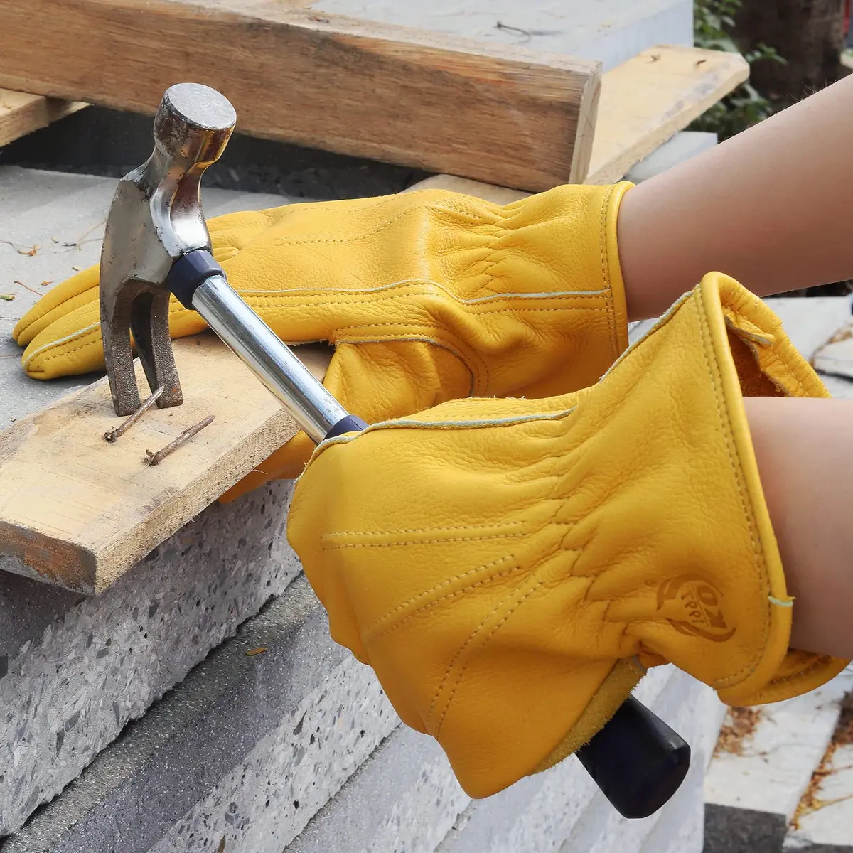 KKOYING Genuine Leather Work Gloves XL | Reinforced Cowhide, Cut & Puncture Resistant - view 5