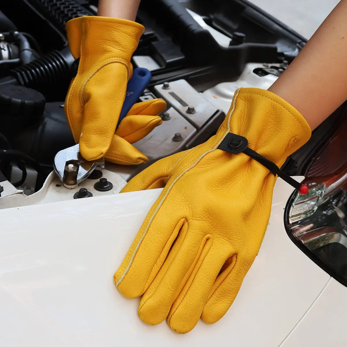 KKOYING Genuine Leather Work Gloves for Men & Women, XL (1.2mm Thickness) | Cowhide, Abrasion & Puncture Resistant - view 5