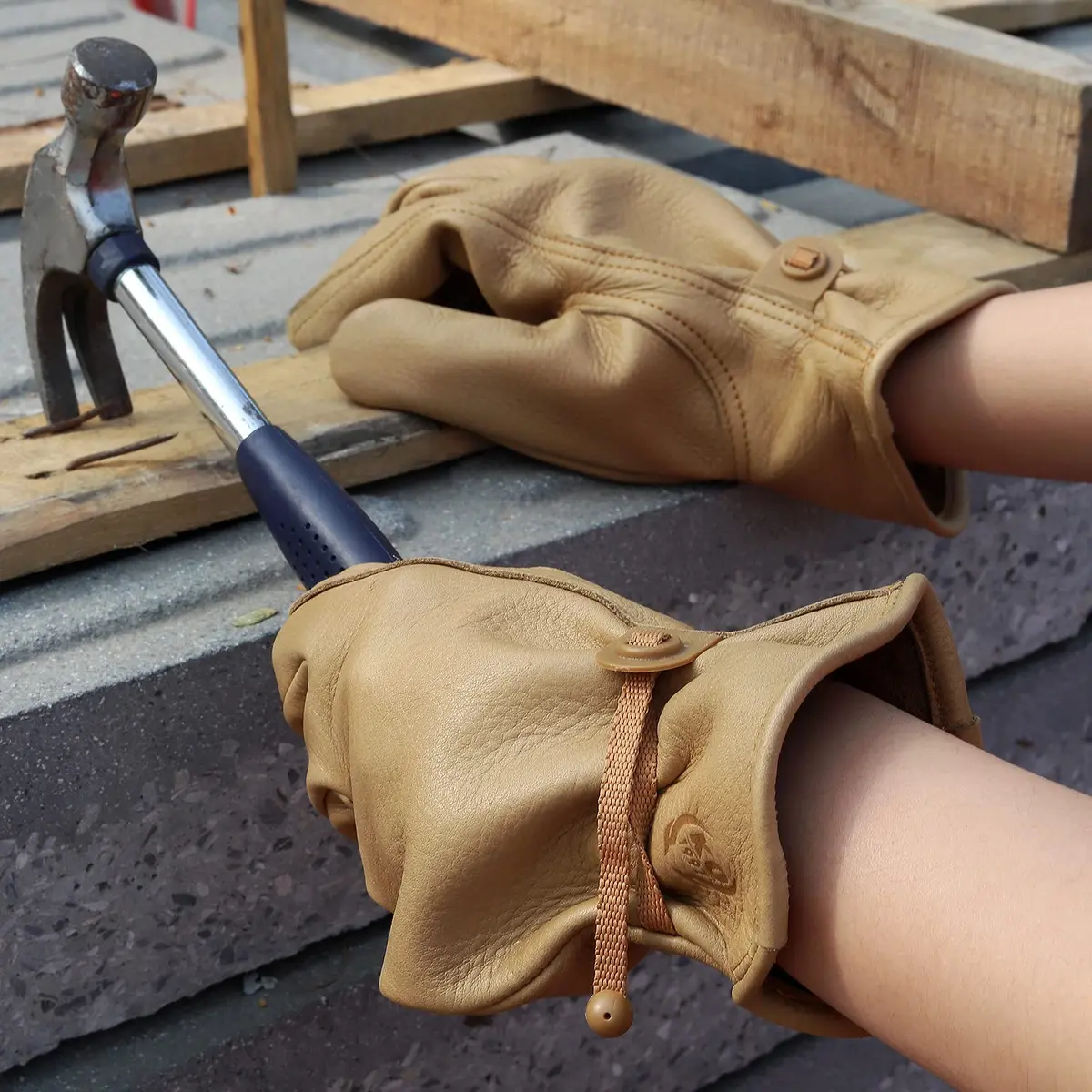 KKOYING Full Cowhide Leather Work Gloves XL | Waterproof, Adjustable Wrist, Puncture & Abrasion Resistant - view 6