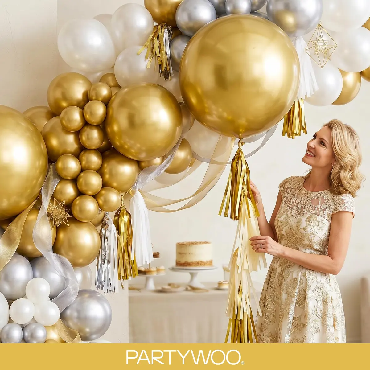 PartyWoo Gold Balloons 100pcs Assorted Sizes 5-18 Inch | Metallic Latex Party Decorations - view 9